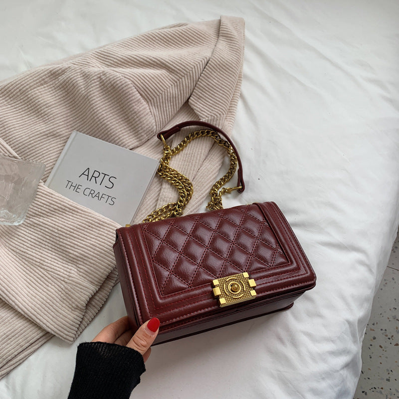 Women's Fashion Diamond Lattice Chain Crossbody Bag