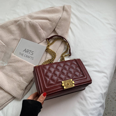 Women's Fashion Diamond Lattice Chain Crossbody Bag