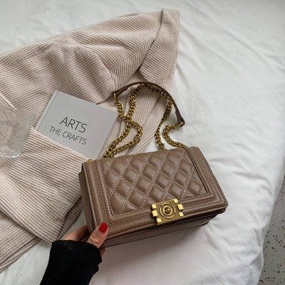 Women's Fashion Diamond Lattice Chain Crossbody Bag