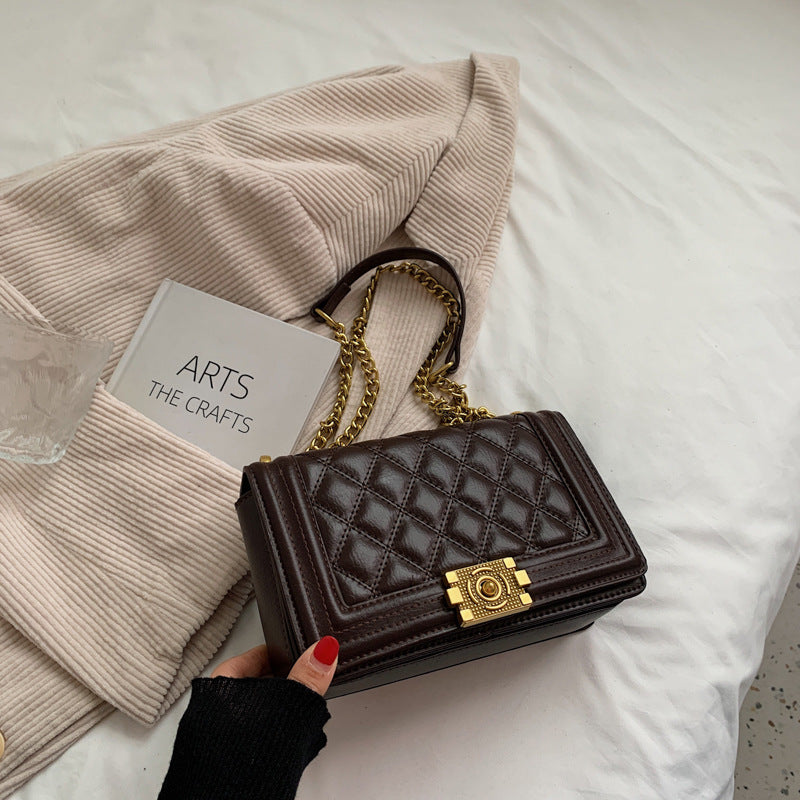 Women's Fashion Diamond Lattice Chain Crossbody Bag