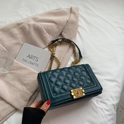 Women's Fashion Diamond Lattice Chain Crossbody Bag