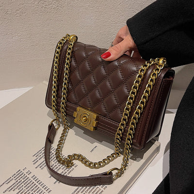 Women's Fashion Diamond Lattice Chain Crossbody Bag