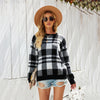European And American Style Women Pullover Plaid Sweater Plus Size Knitwear