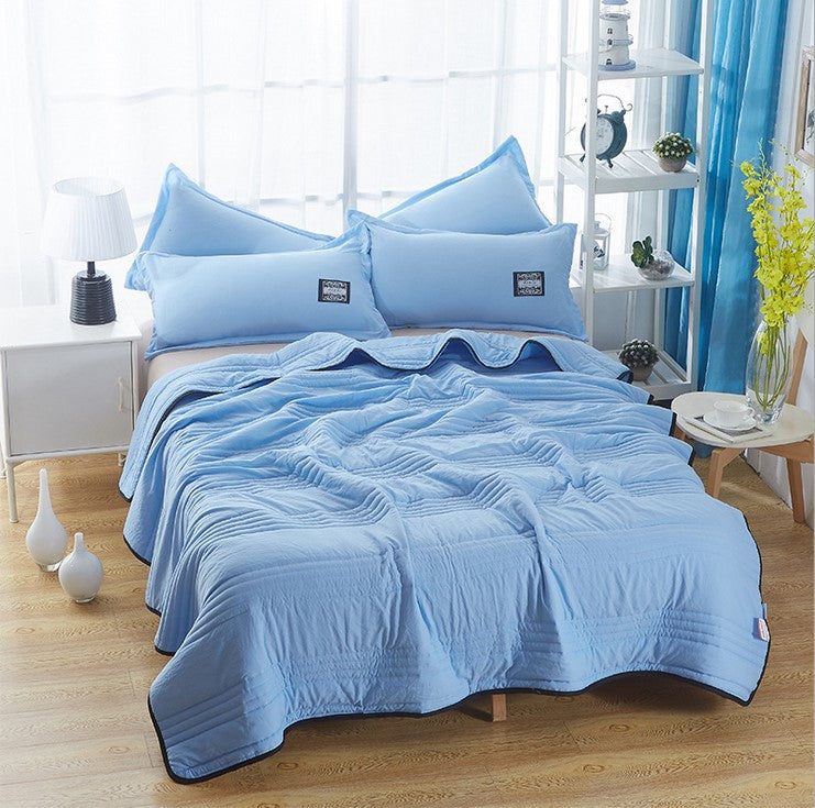 Washed Cotton Summer Quilt, Air Conditioner Is Solid Color Quilted Summer Single