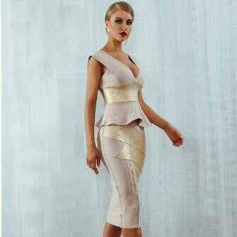 Stretched ruffled two-piece suit skirt