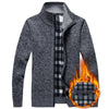 Stand Collar Plush Cardigan Men's Warm Sweater
