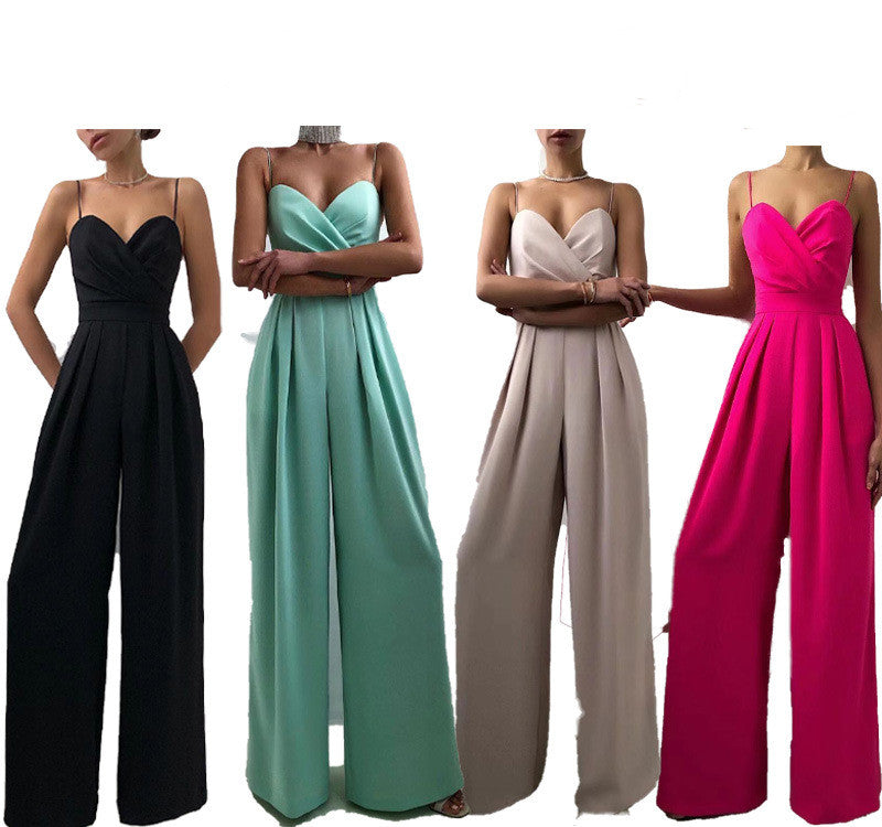 Minimalist Jumpsuit With Waist Straight And Mopping