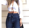High-Rise Micro-Elastic Lace-Up Flared Trousers Wide-Leg Jeans