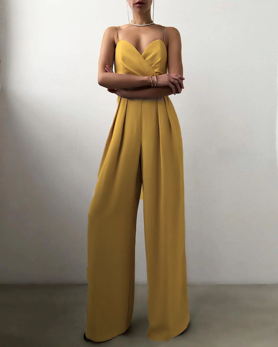 Minimalist Jumpsuit With Waist Straight And Mopping
