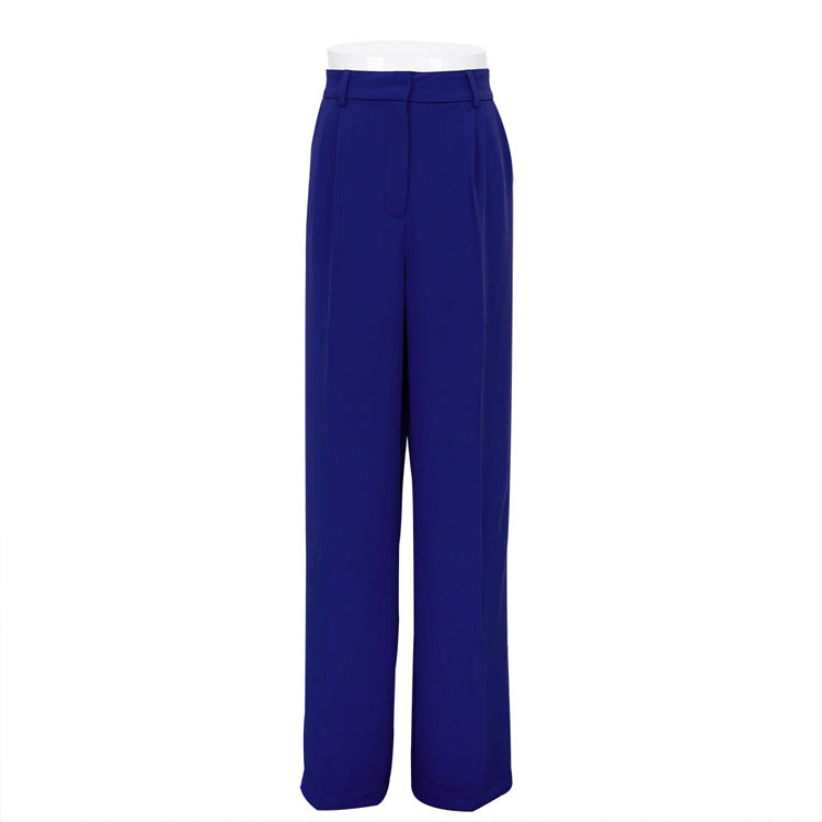 Commuter High Waist Loose Klein Blue Casual Trousers