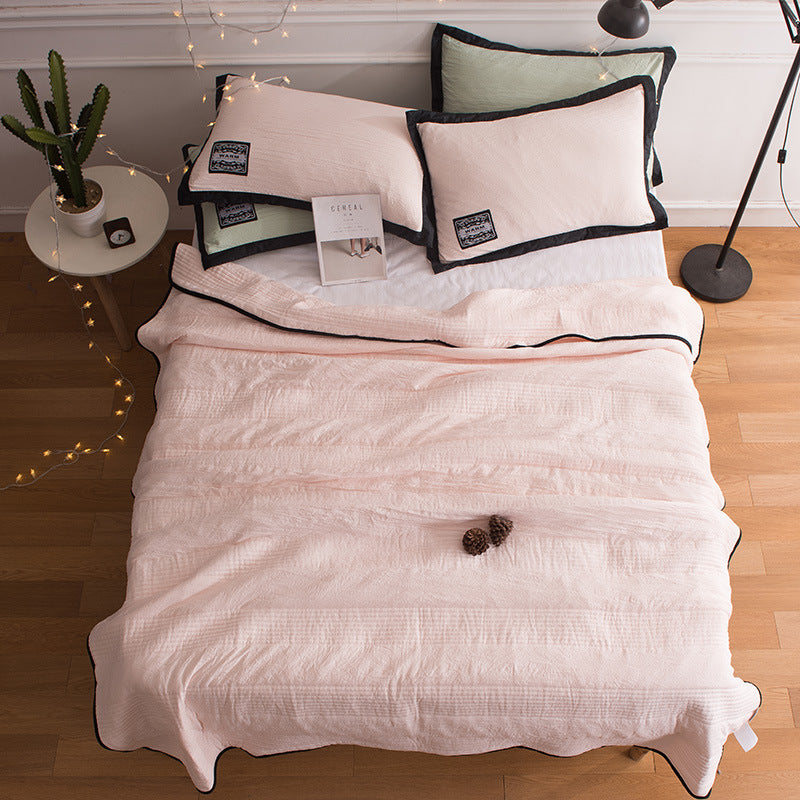 Washed Cotton Summer Quilt, Air Conditioner Is Solid Color Quilted Summer Single