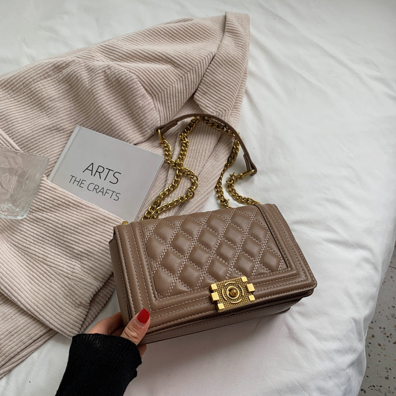 Women's Fashion Diamond Lattice Chain Crossbody Bag