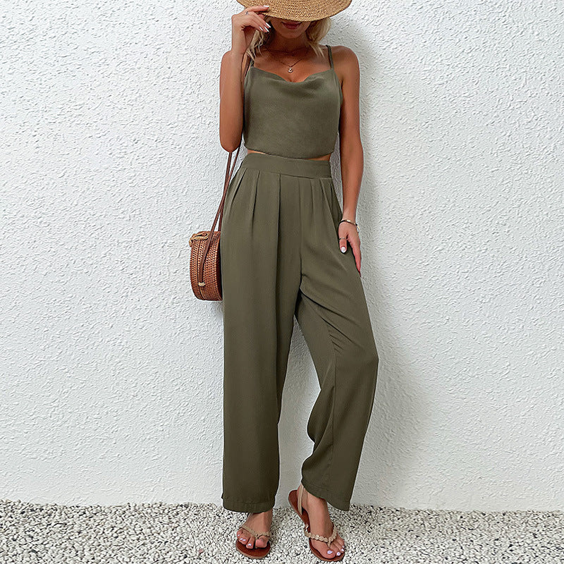 Women's Fashion Solid Color Tank Top Suit