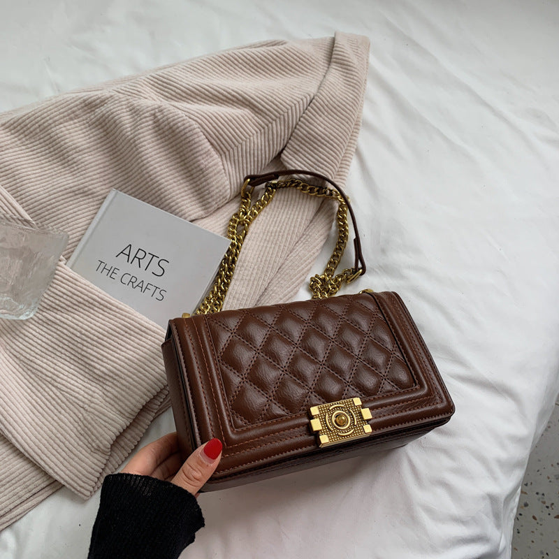 Women's Fashion Diamond Lattice Chain Crossbody Bag