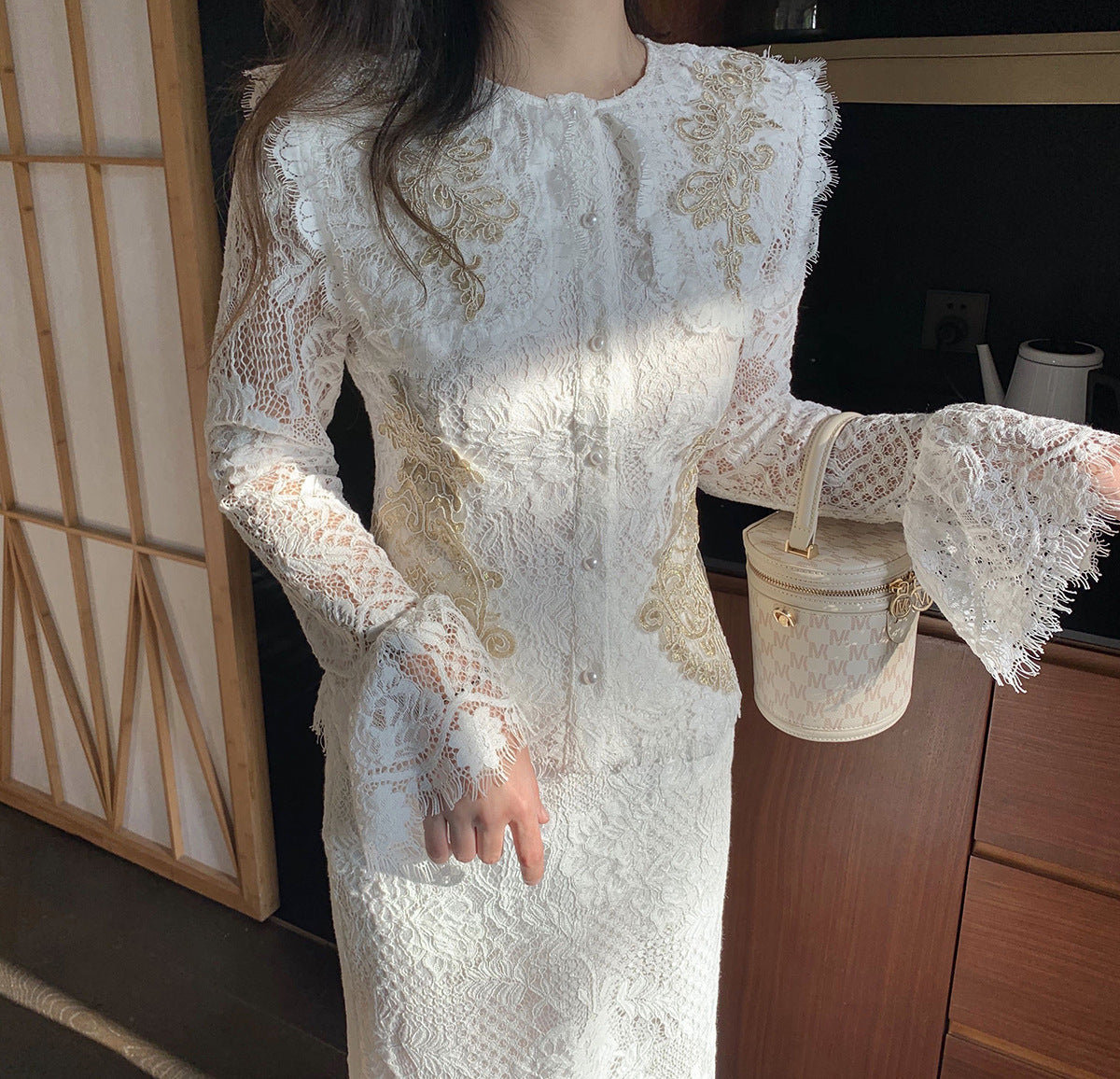 Minority Fashion Socialite White Lace Suit Female