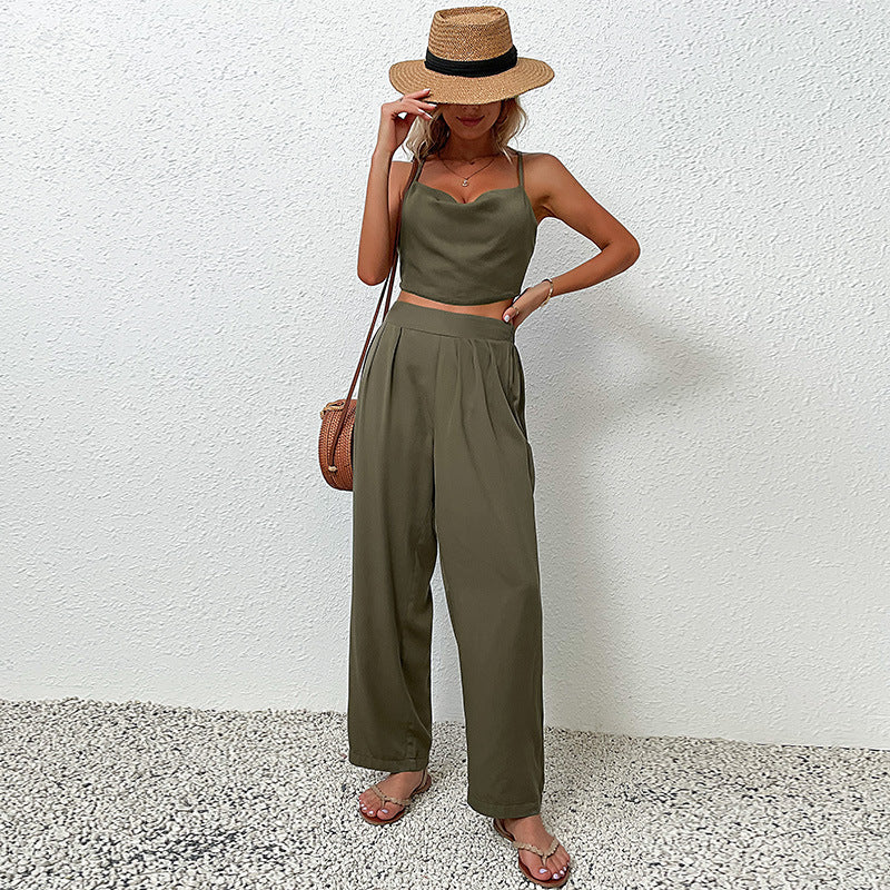 Women's Fashion Solid Color Tank Top Suit