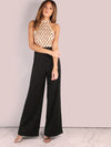European and American women's sexy jumpsuit hanging neck sequins stitching trumpet jumpsuit trousers