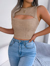 Fashion Tops Summer Hollow Out Sleeveless Top Cropped Knitted Tank Women Clothes