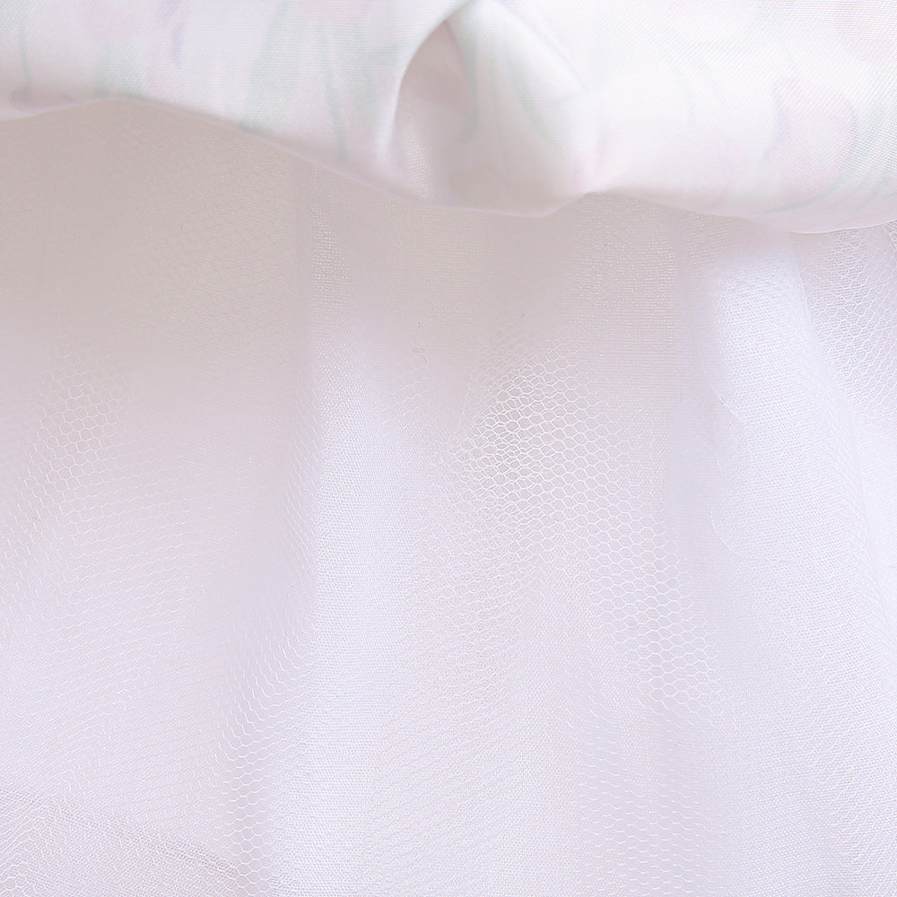 Girls' Fashion Simple Mesh Printed Dress