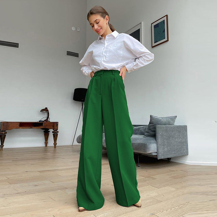 Commuter High Waist Loose Klein Blue Casual Trousers