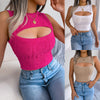 Fashion Tops Summer Hollow Out Sleeveless Top Cropped Knitted Tank Women Clothes