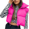 Winter Short Vest For Women Solid Color Zip Sleeveless Lapel Jacket Fashion Bread Coat