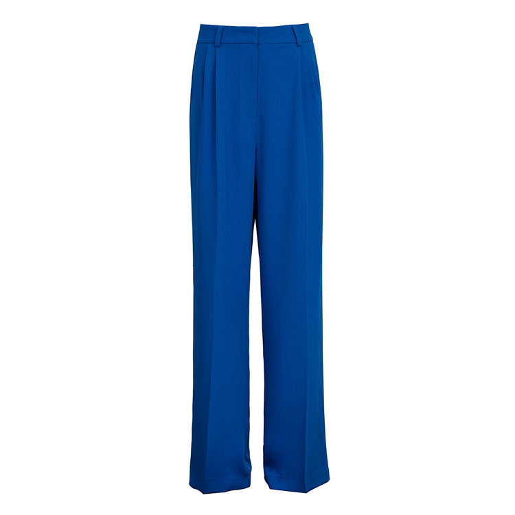 Commuter High Waist Loose Klein Blue Casual Trousers