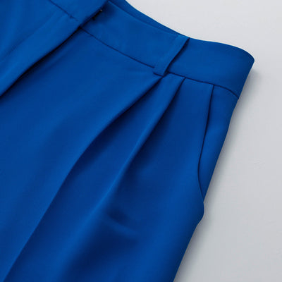 Commuter High Waist Loose Klein Blue Casual Trousers