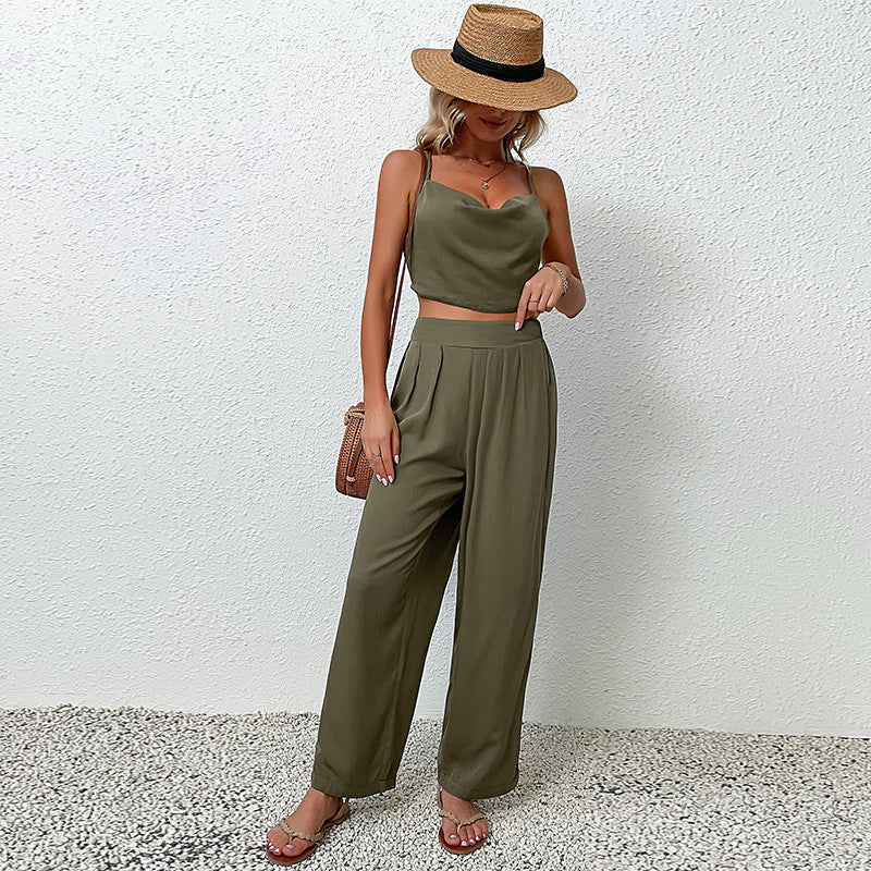 Women's Fashion Solid Color Tank Top Suit