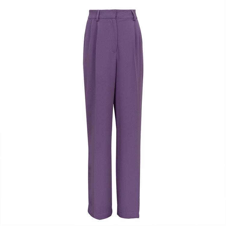 Commuter High Waist Loose Klein Blue Casual Trousers