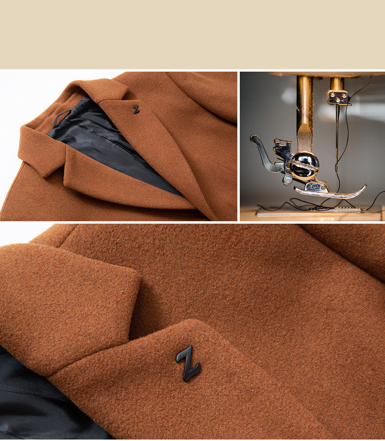Men's Jacket Plus Cotton Padded Woolen Coat
