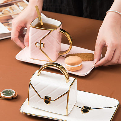 Creative Bag Modeling Gold Coffee Set Suit