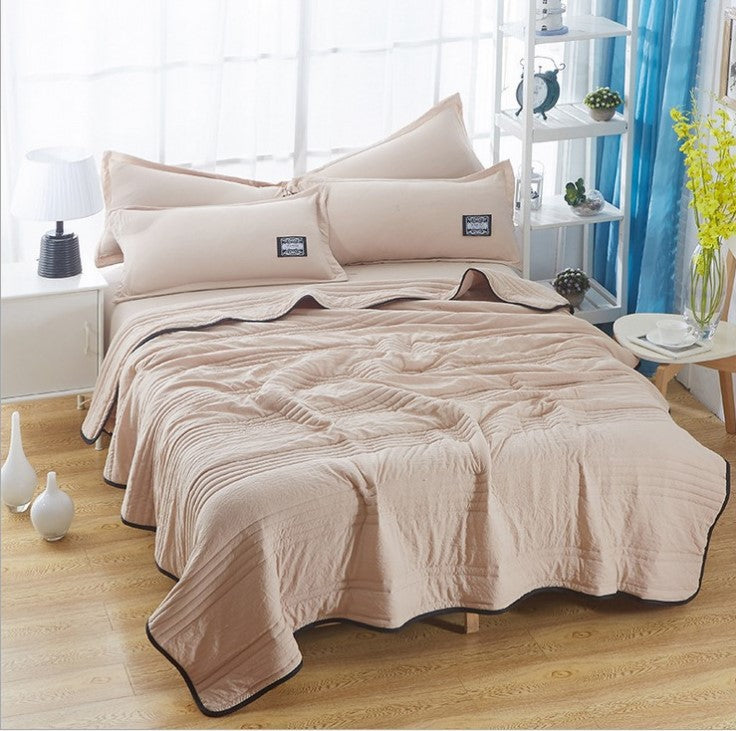 Washed Cotton Summer Quilt, Air Conditioner Is Solid Color Quilted Summer Single
