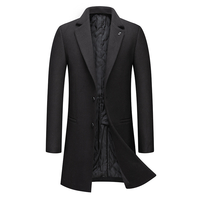 Men's Jacket Plus Cotton Padded Woolen Coat