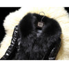 Faux fur large collar leather jacket